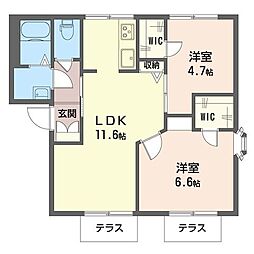 リッチモンド東林間A 2LDKの間取図画像