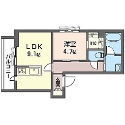 トゥリアノン3 1LDKの間取図画像