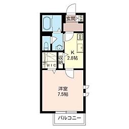 リアン 1Kの間取図画像
