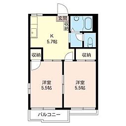 コーポアミ 2Kの間取図画像