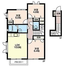 パレスガーデンA 3LDKの間取図画像