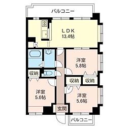 ディアナステージ中幸 3LDKの間取図画像