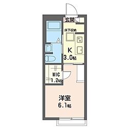 エテルネ富久 1Kの間取図画像