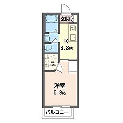 ソレーユサニーコート 1Kの間取図画像