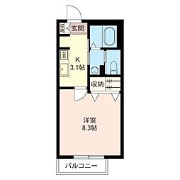 ラトゥール・ブラン 1Kの間取図画像
