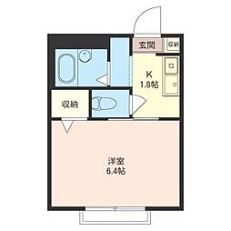 ドミール戸山 1Kの間取図画像
