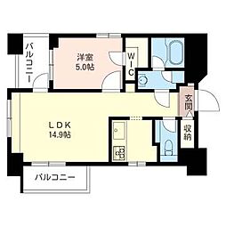 エスティメゾン恵比寿2 1LDKの間取図画像