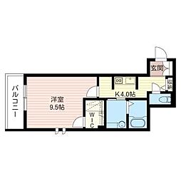 キャトルフィーユ三軒茶屋 1Kの間取図画像