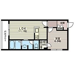 カルハ西麻布1 1LDKの間取図画像