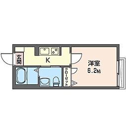 EBISUHEIM悠 1Kの間取図画像