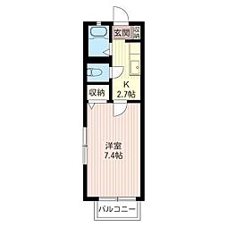 カーサ西高島平 1Kの間取図画像