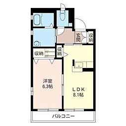 クォーレ 1LDKの間取図画像