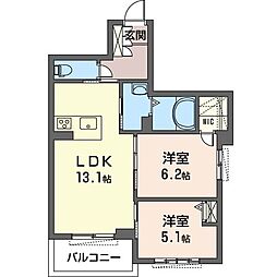 パインズヒル 2LDKの間取図画像