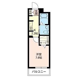 ベルーガ 1Kの間取図画像