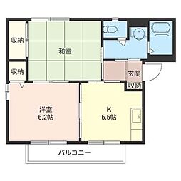 ヴィルドミールSS2 2Kの間取図画像