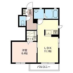 ソレアード・スール 1LDKの間取図画像