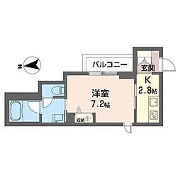 フェリーチェ ヴィータ 1Kの間取図画像