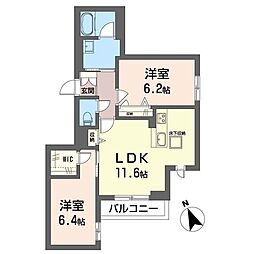 サーフグレイス 2LDKの間取図画像