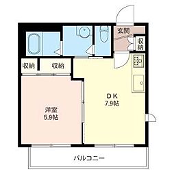 コンフォール祐天寺A 1DKの間取図画像