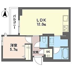オーギュスト ルネ 1LDKの間取図画像