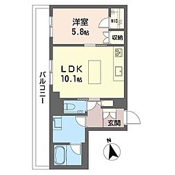 アンムート戸越公園 1LDKの間取図画像