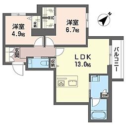 ミライザ桜丘 2LDKの間取図画像