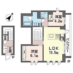 ウィステリア田園調布 2LDKの間取図画像