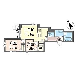 スピネル千川 2LDKの間取図画像