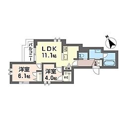 スピネル千川 2LDKの間取図画像