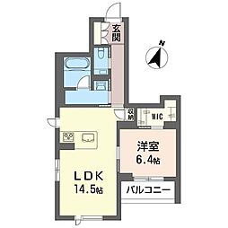 カーサ ワイエス 1LDKの間取図画像