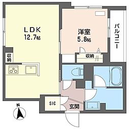 クロチェヴィーア 1LDKの間取図画像