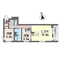 アンムート戸越公園 2LDKの間取図画像