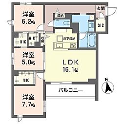 オスタリーハウス 3LDKの間取図画像
