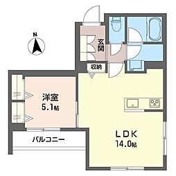 グリーンメゾン平井 1LDKの間取図画像