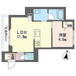 ベルフィオーレ かむろ坂 1LDKの間取図画像