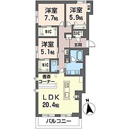 マルソボニート 3LDKの間取図画像