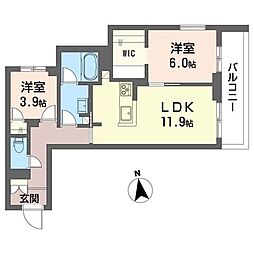 リベリエッタ千歳船橋 2LDKの間取図画像