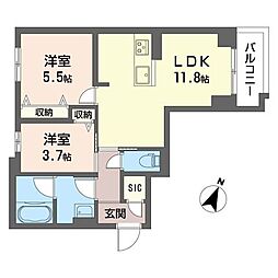 ノアーズアーク 2LDKの間取図画像