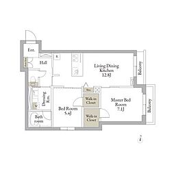 ロンピエール 2LDKの間取図画像