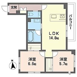 ウィズプラス永福町 2LDKの間取図画像