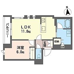 ユラ代々木上原 1LDKの間取図画像