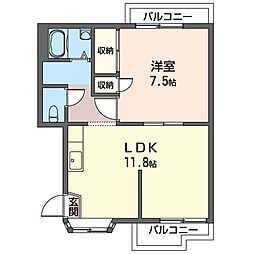 グリーンテラス 1LDKの間取図画像