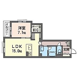 パークレジデンスエビナ 1LDKの間取図画像