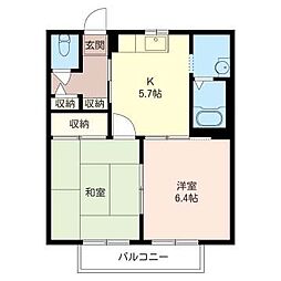 メゾンミナミB 2Kの間取図画像