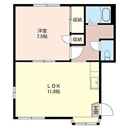 グリーンテラス 1LDKの間取図画像