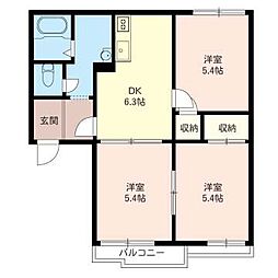 コーポ・ハピネス 3DKの間取図画像