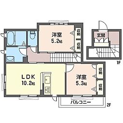 虹 2LDKの間取図画像