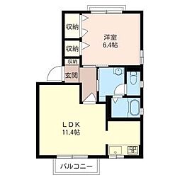 ヒルトップS 1LDKの間取図画像