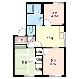 ドルチェ新田2 3DKの間取図画像