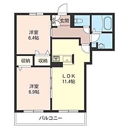 カーサフェリーチェD 2LDKの間取図画像